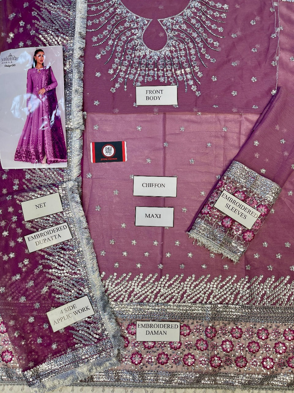 MARIA B Inspired– Embroidered Maxi Dress