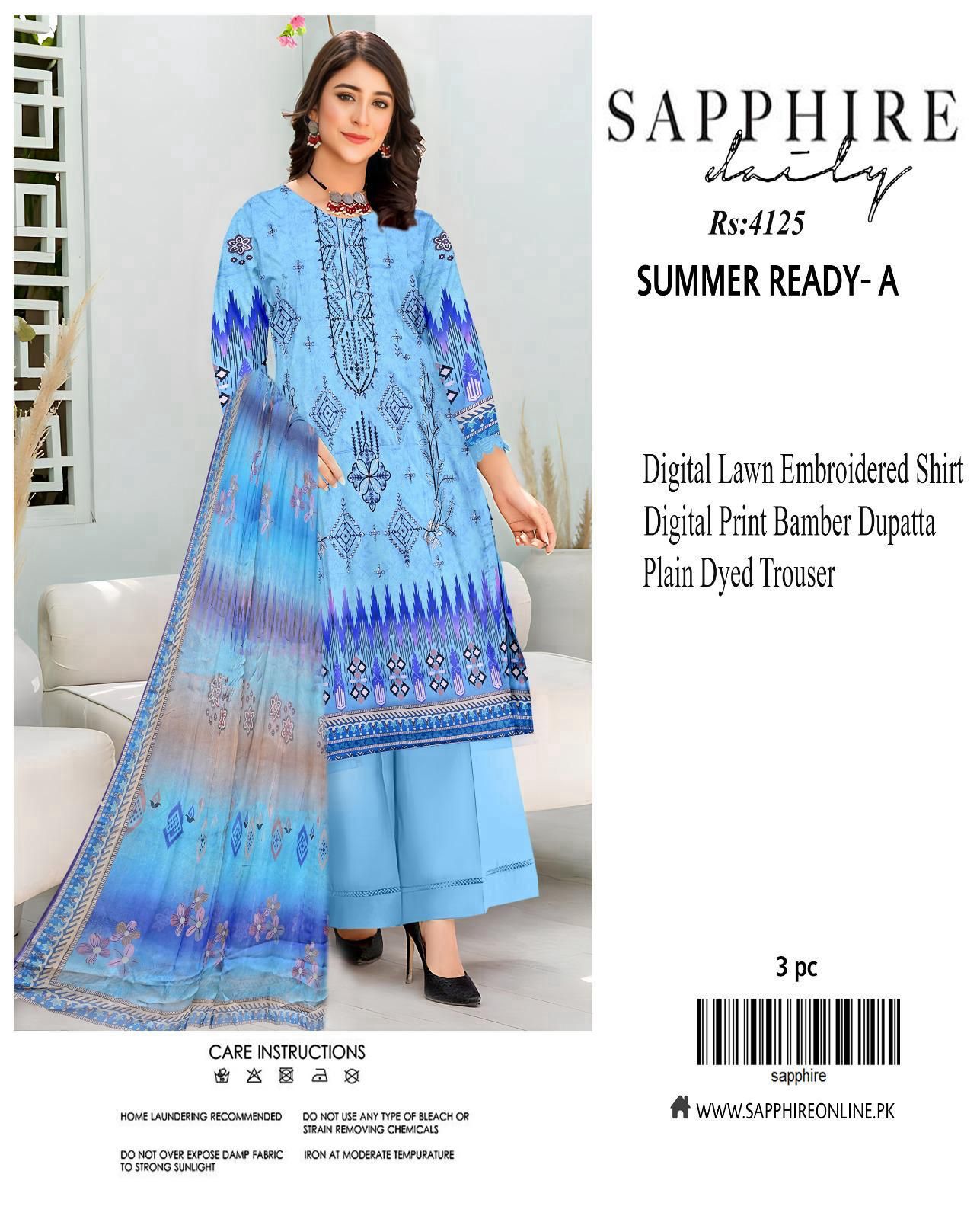 Sapphire Inspired Embroidered Lawn Suit