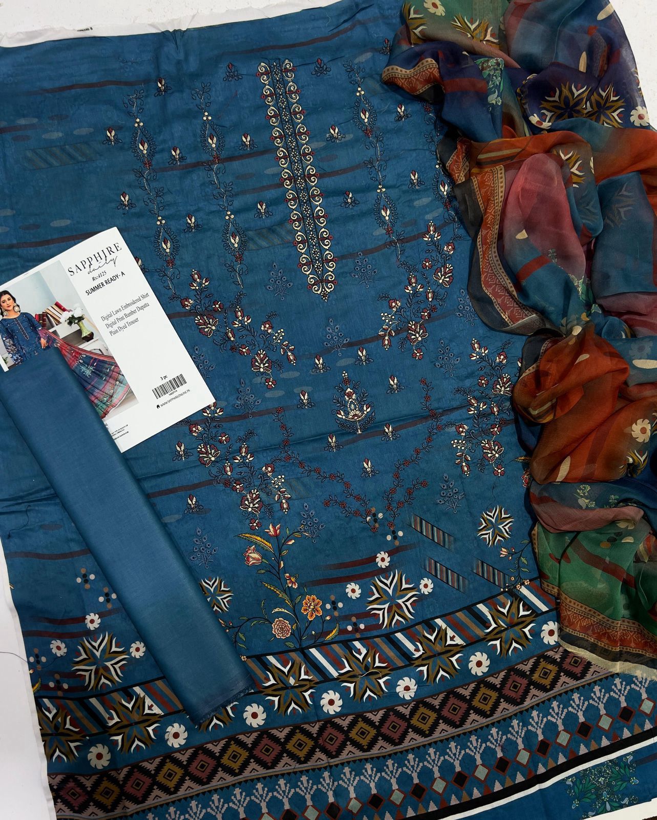 Sapphire Inspired Embroidered Lawn Suit