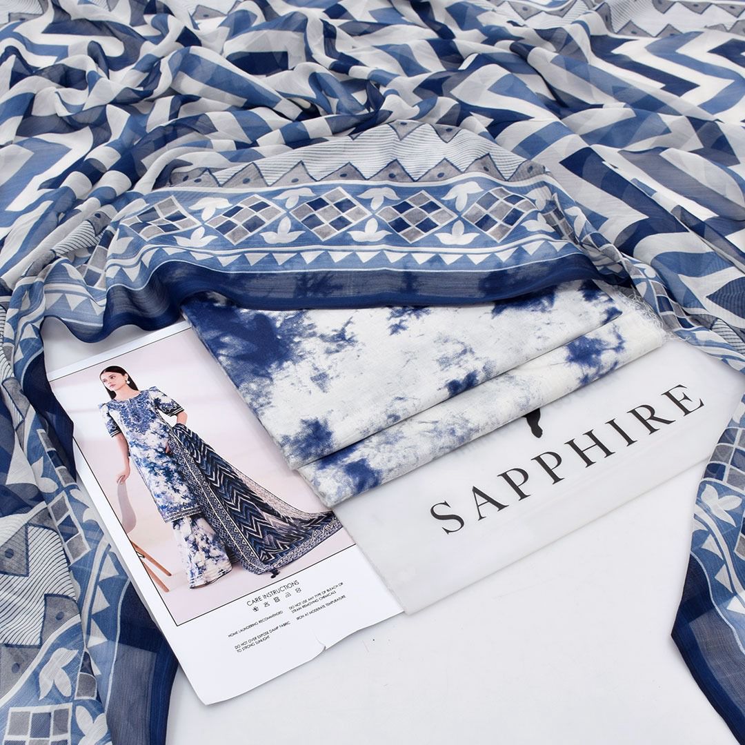 Sapphire-Inspired 3-Piece Premium Lawn Suit
