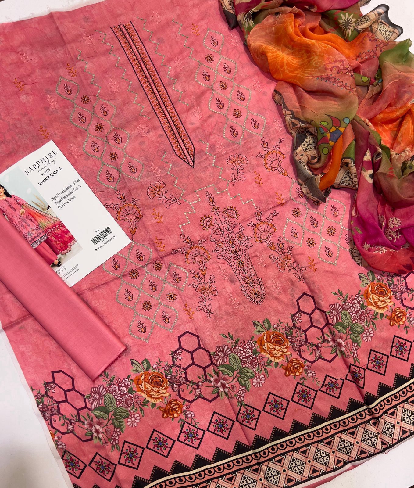 Sapphire Inspired Embroidered Lawn Suit