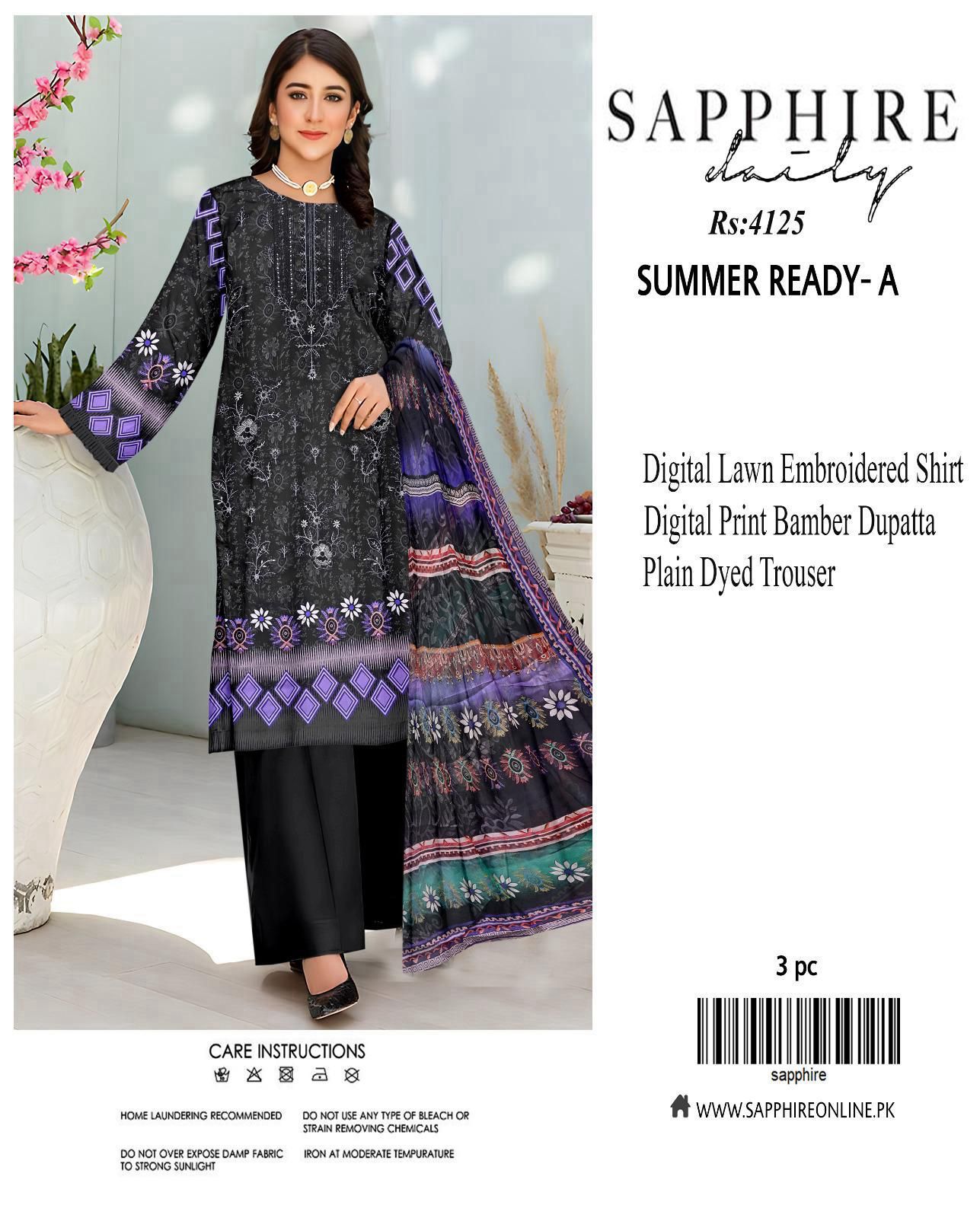 Sapphire Inspired Embroidered Lawn Suit