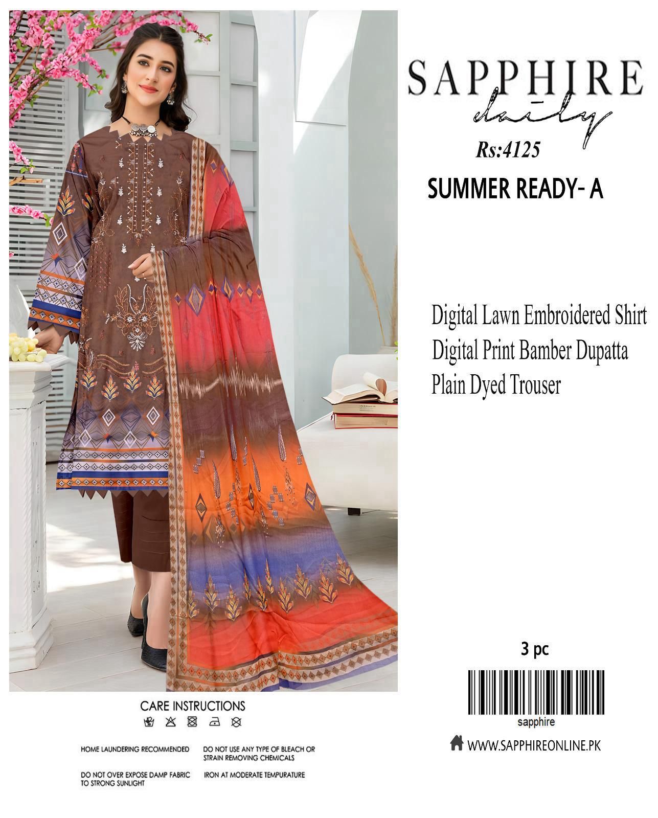 Sapphire Inspired Embroidered Lawn Suit