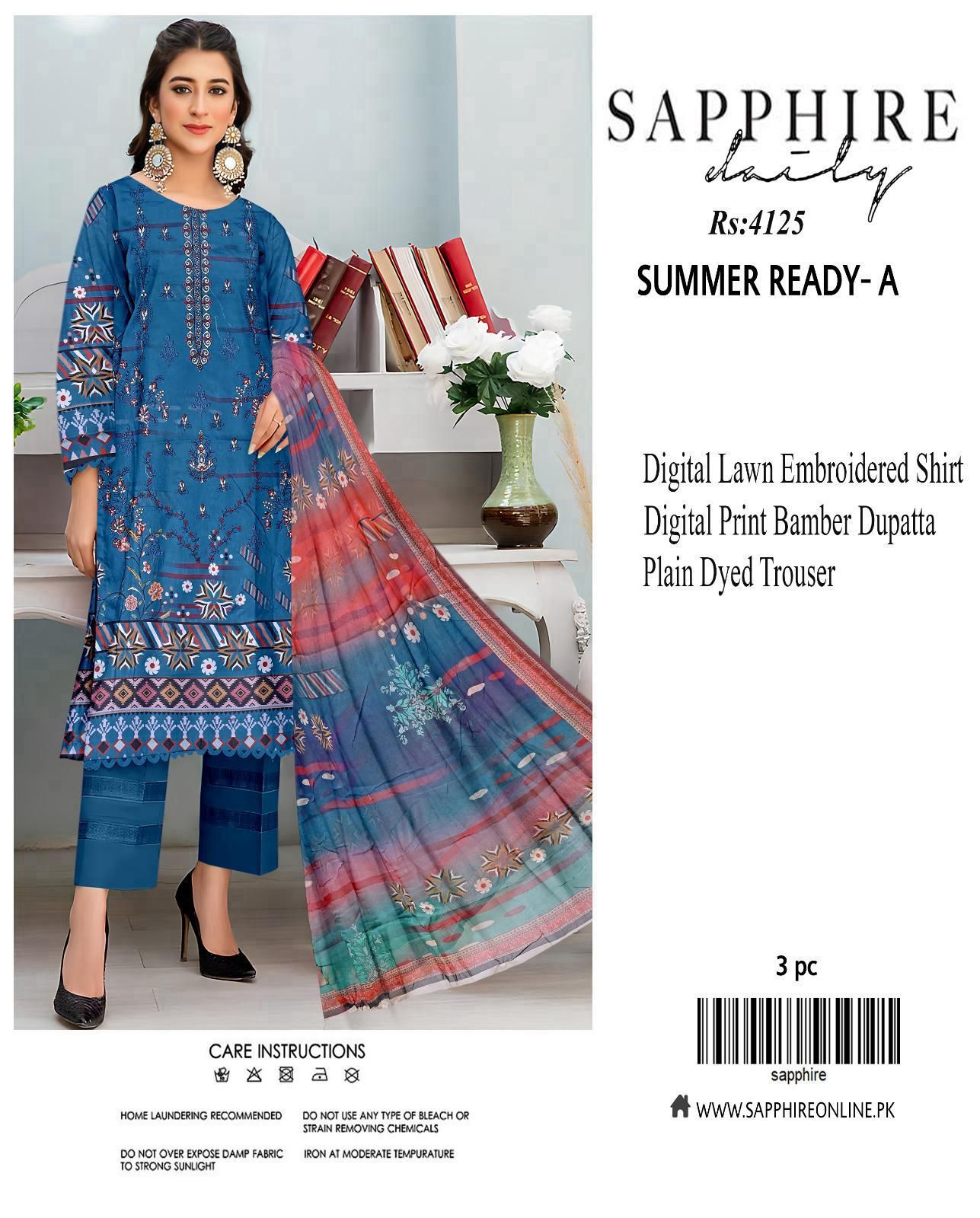 Sapphire Inspired Embroidered Lawn Suit