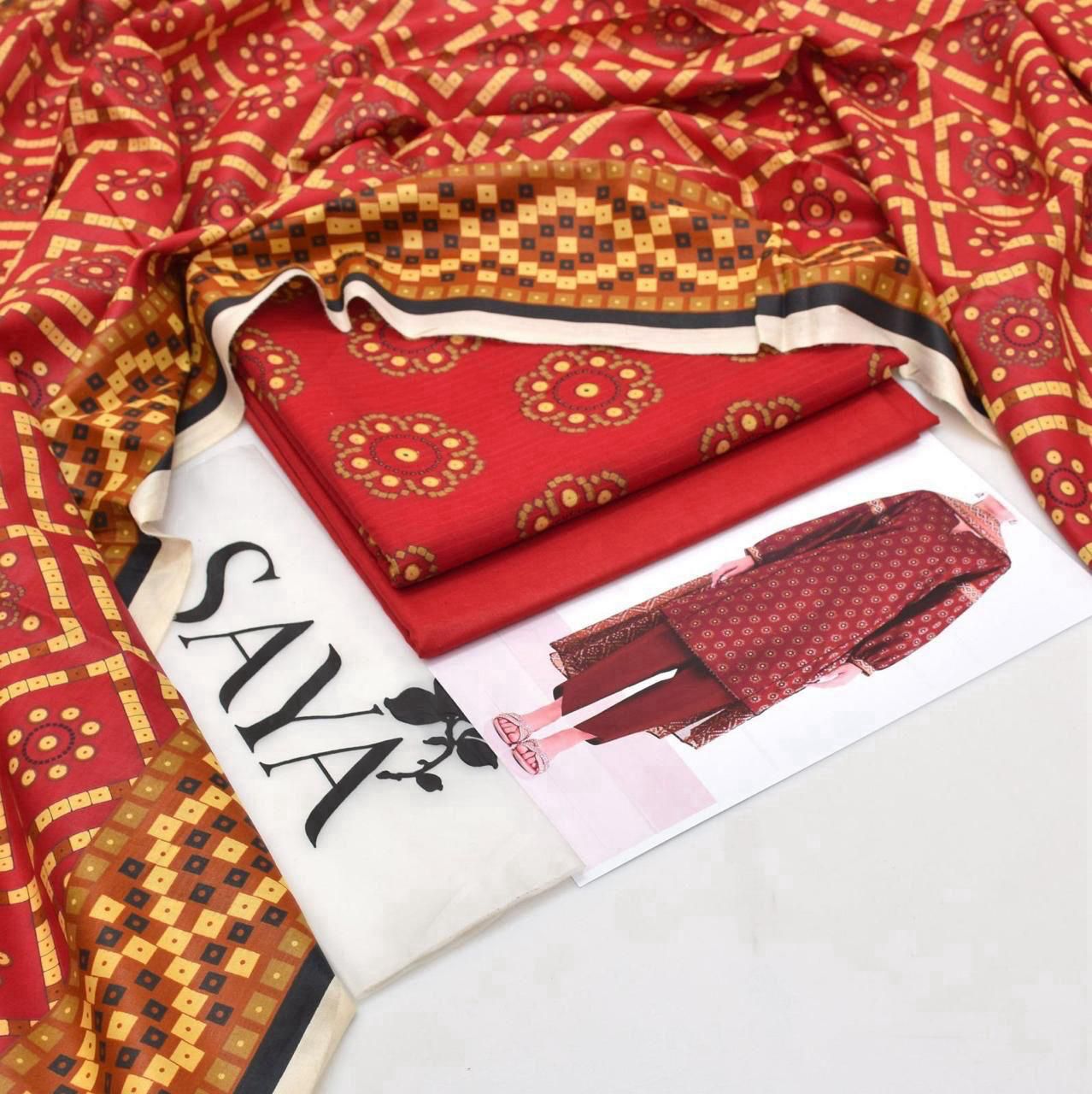 Saya Tana Dora – Lawn Suit (Unstitched)
