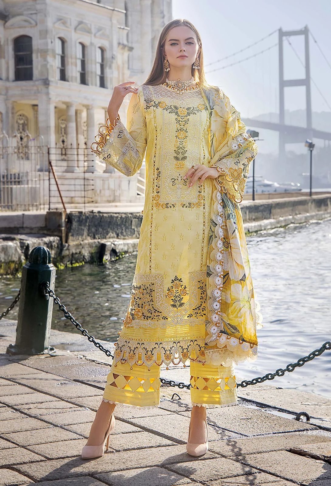 Adan Libas – Luxury Chikankari Lawn 3-Piece Suit with Silk Dupatta