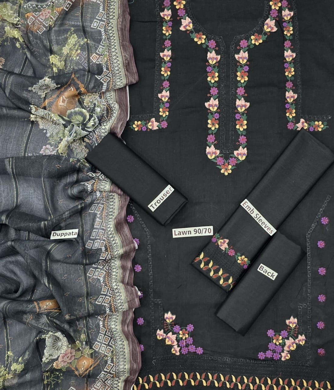 Zaha Inspired 3-Piece Embroidered Lawn Suit