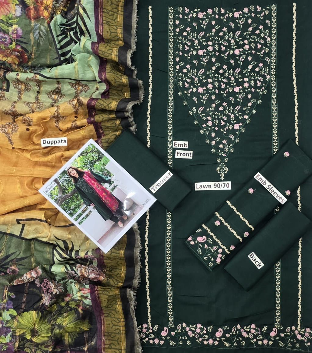 Zara Shahjahan Inspired 3-Piece Embroidered Lawn Suit