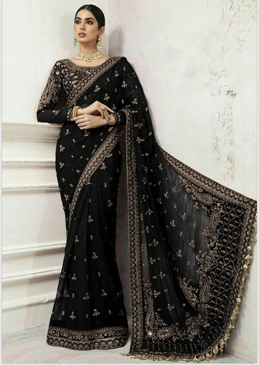 Maria B Inspired – Black Wedding Saree