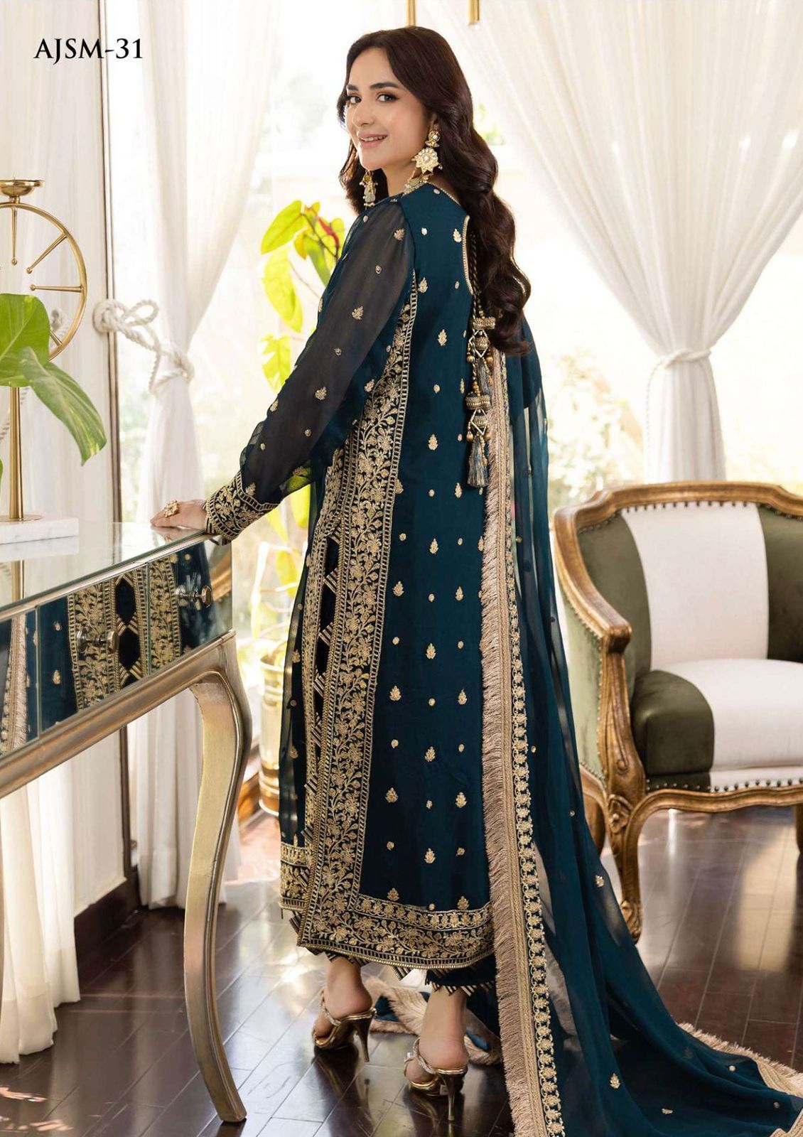ASIM JOFA – Blue Chiffon Embroidered 3-Piece Suit 💙
