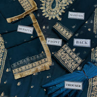 ASIM JOFA – Blue Chiffon Embroidered 3-Piece Suit 💙