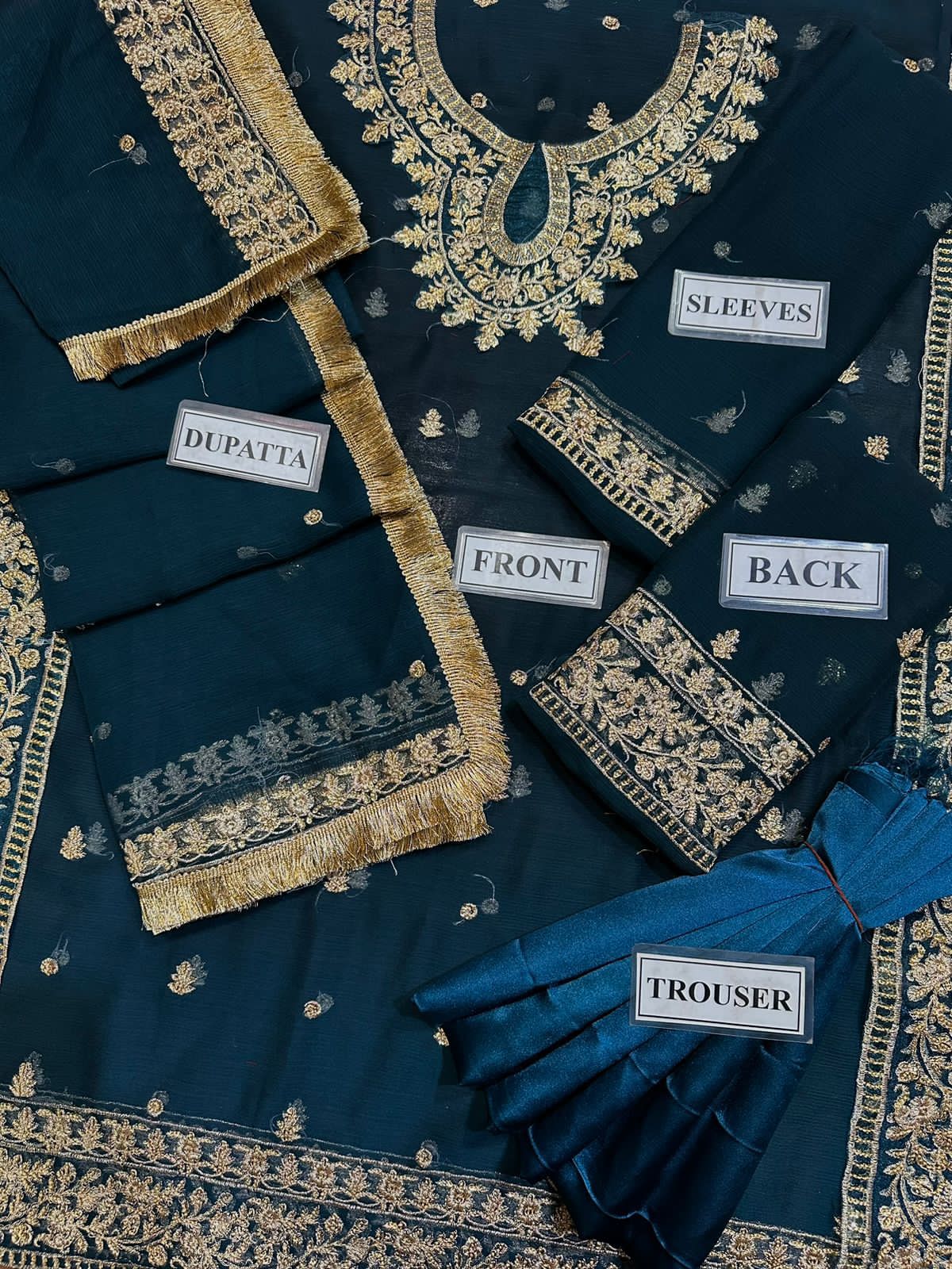 ASIM JOFA – Blue Chiffon Embroidered 3-Piece Suit 💙