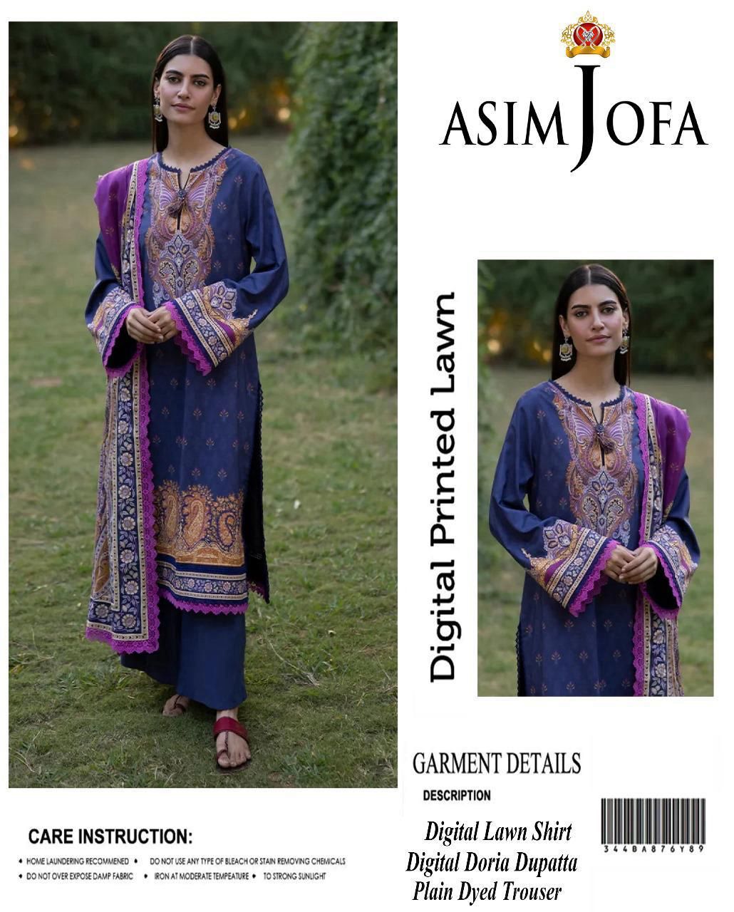 Asim Jofa-Inspired 3-Piece Printed Lawn Suit