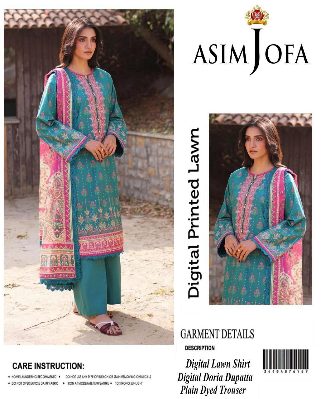 Asim Jofa-Inspired 3-Piece Printed Lawn Suit