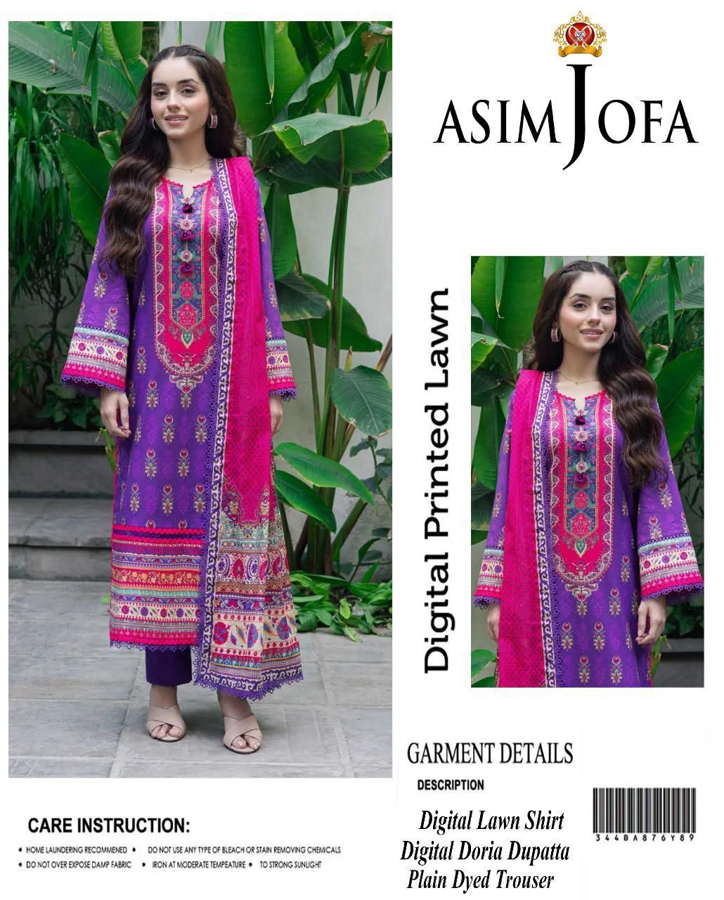 Asim Jofa-Inspired 3-Piece Printed Lawn Suit