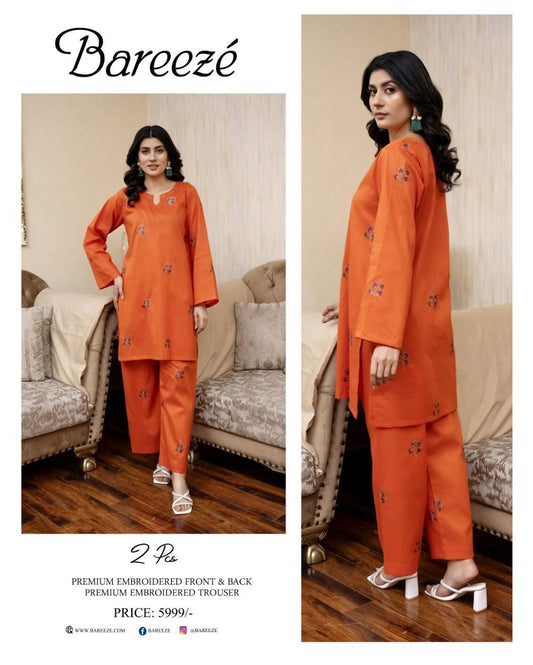 Bareeze Inspired 2PC Lawn Suit – Embroidered Elegance