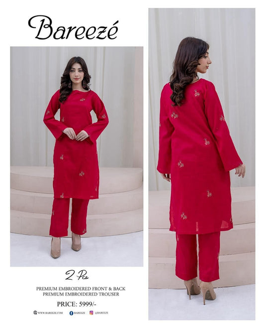 Bareeze Inspired 2PC Lawn Suit – Embroidered Elegance