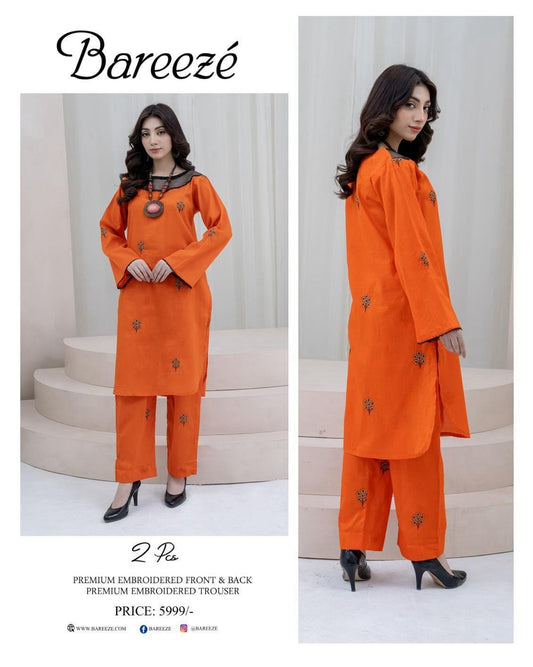 Bareeze Inspired 2PC Lawn Suit – Embroidered Elegance