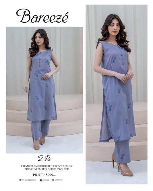 Bareeze Inspired 2PC Lawn Suit – Embroidered Elegance
