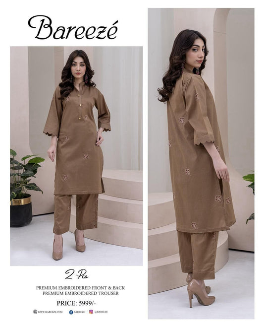 Bareeze Inspired 2PC Lawn Suit – Embroidered Elegance