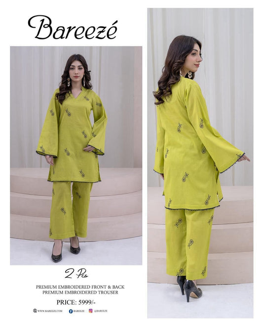 Bareeze Inspired 2PC Lawn Suit – Embroidered Elegance