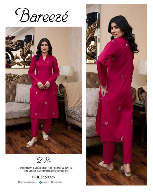 Bareeze Inspired 2PC Lawn Suit – Embroidered Elegance