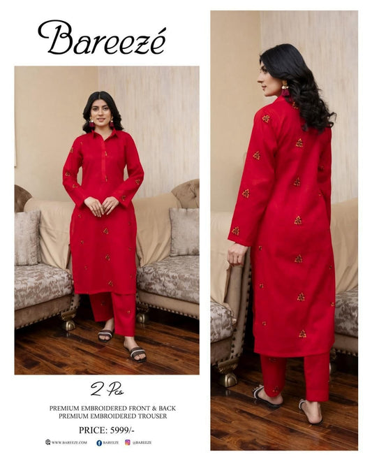 Bareeze Inspired 2PC Lawn Suit – Embroidered Elegance