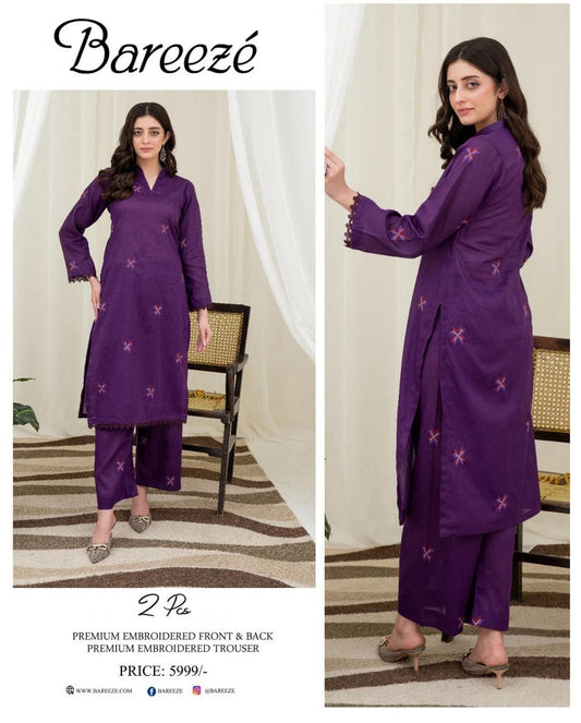 Bareeze Inspired 2PC Lawn Suit – Embroidered Elegance