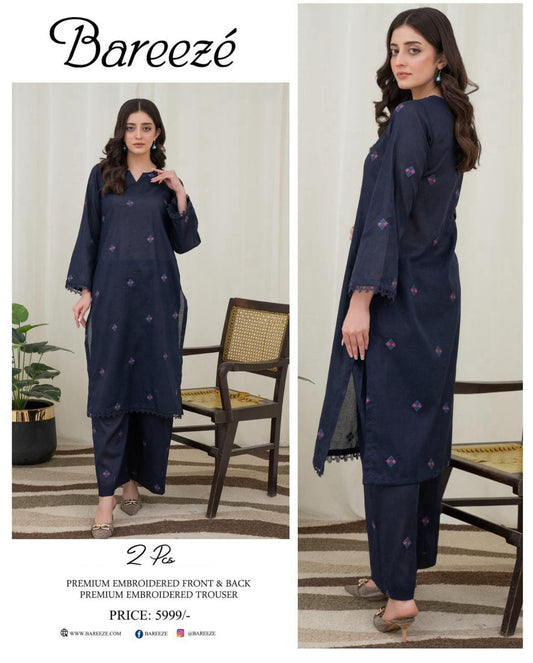 Bareeze Inspired 2PC Lawn Suit – Embroidered Elegance