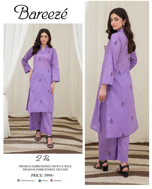 Bareeze Inspired 2PC Lawn Suit – Embroidered Elegance