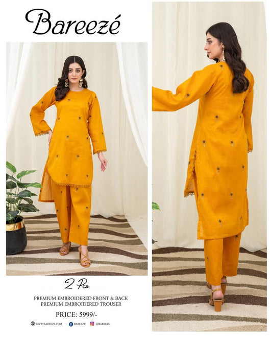 Bareeze Inspired 2PC Lawn Suit – Embroidered Elegance