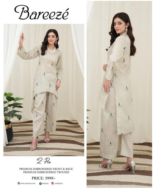 Bareeze Inspired 2PC Lawn Suit – Embroidered Elegance