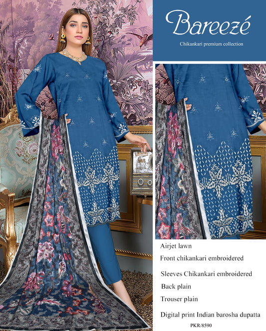 Bareeze Inspired 3-Piece Embroidered Lawn Suit – Unstitched