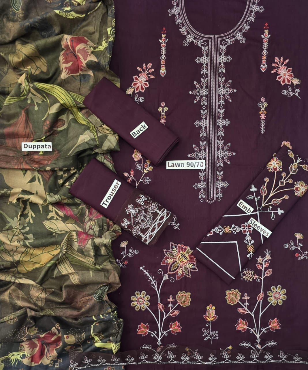 Emaan Zara Inspired 3-Piece Embroidered Lawn Suit