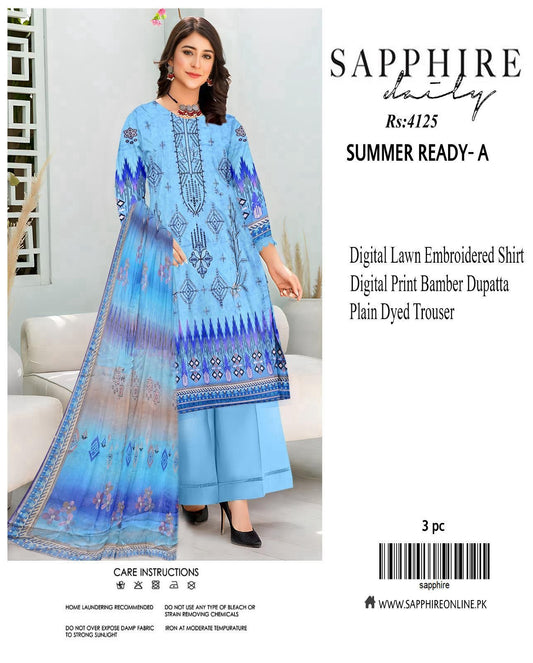 Sapphire Inspired Embroidered Lawn Suit