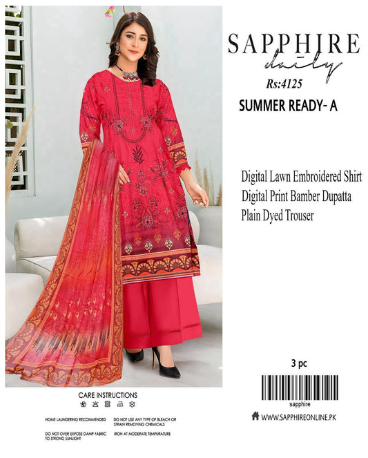 Sapphire Inspired Embroidered Lawn Suit