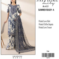 Sapphire-Inspired 3-Piece Premium Lawn Suit