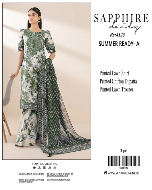 Sapphire-Inspired 3-Piece Premium Lawn Suit