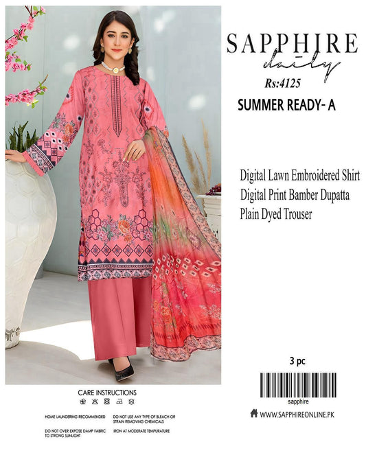 Sapphire Inspired Embroidered Lawn Suit