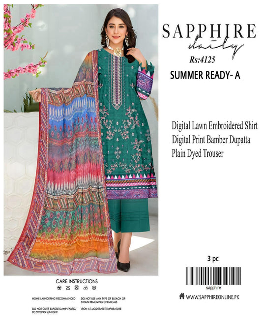 Sapphire Inspired Embroidered Lawn Suit