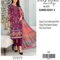 Sapphire Inspired Embroidered Lawn Suit
