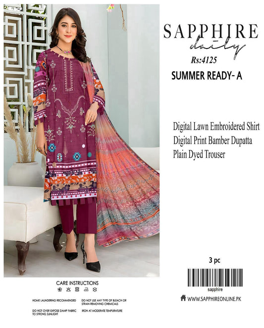 Sapphire Inspired Embroidered Lawn Suit