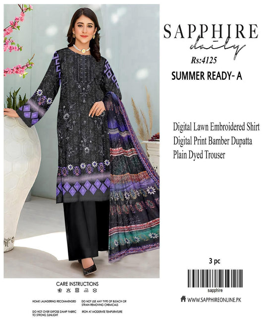Sapphire Inspired Embroidered Lawn Suit