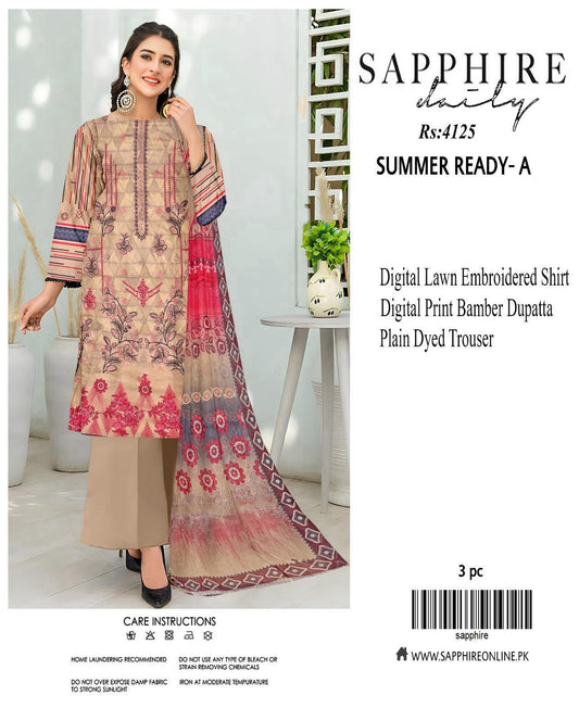 Sapphire Inspired Embroidered Lawn Suit