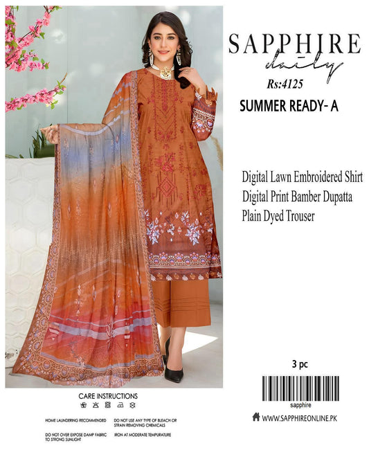 Sapphire Inspired Embroidered Lawn Suit